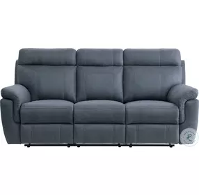 Clifton Blue Double Reclining Sofa With Drop Down Cup Holders