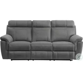 Clifton Gray Double Reclining Sofa With Drop Down Cup Holders