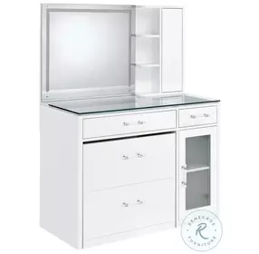 Flora White High Gloss Vanity with Stool and LED Mirror