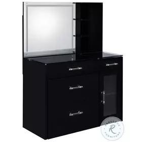 Flora Black High Gloss Vanity with Stool and LED Mirror