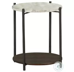 Noemie Marble Top White And Gunmetal Accent Table