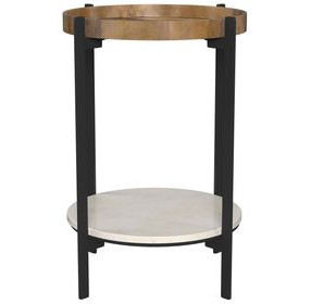 Adhvik Natural And Black Round Accent Table