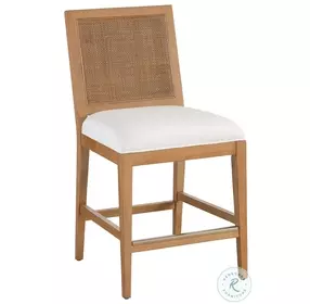 Laguna Linen White And Light Nutmeg Cleo Performance Fabric Counter Height Stool by Barclay Butera