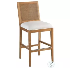 Laguna Linen White And Light Nutmeg Cleo Performance Fabric Bar Stool by Barclay Butera