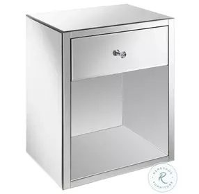 Coquette Mirror And Chrome 1 Drawer Rectangular Accent Table