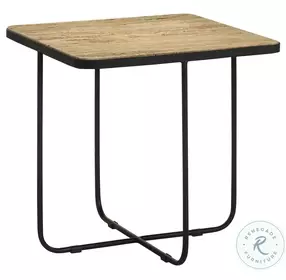 Elyna Travertine And Black Accent Table