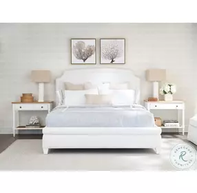 Laguna Pearl White Avalon Performance Fabric Upholstered Panel Bedroom Set by Barclay Butera