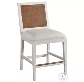 Laguna Linen White Cleo Performance Fabric Counter Height Stool by Barclay Butera