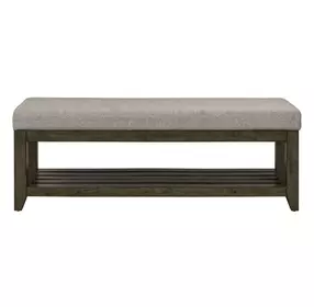 Lake House Taupe Upholstered Storage Bed Bench