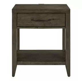 Lake House Harvest Brown 1 Drawer Open Nightstand with USB Charging