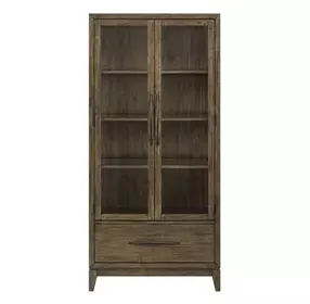 Shaker Lakes Harvest Brown 2 Glass Door Bunching Display Cabinet with LED