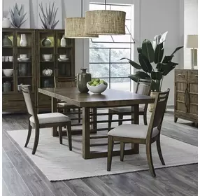 Lake House Harvest Brown and Textured Taupe 5 Piece Extendable Double Pedestal Base Dining Set