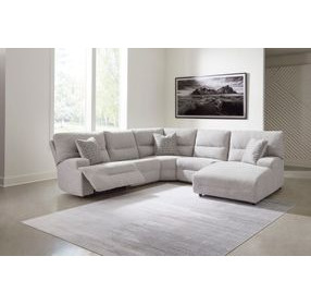 Acklen Place Pewter Performance Fabric Zero Gravity Power Reclining RAF Sectional with USB Charging