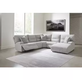Acklen Place Pewter Performance Fabric Zero Gravity Power Reclining RAF Sectional with USB Charging
