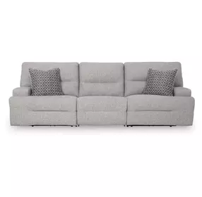 Acklen Place Pewter Performance Fabric 3 Piece Modular Power Reclining Sectional with Pillows and USB Charging