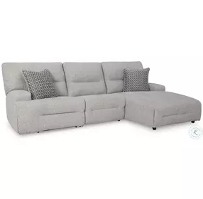 Acklen Place Pewter 3 Piece Performance Fabric Power Reclining Sectional with RAF Chaise