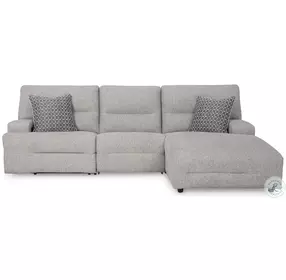 Acklen Place Pewter 3 Piece Performance Fabric Power Reclining Sectional with RAF Chaise