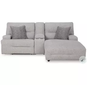 Acklen Place Pewter 3 Piece Performance Fabric Power Reclining Sectional Sofa with RAF Chaise