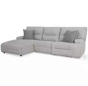 Acklen Place Pewter 3 Piece Performance Fabric Power Reclining Sectional with LAF Chaise