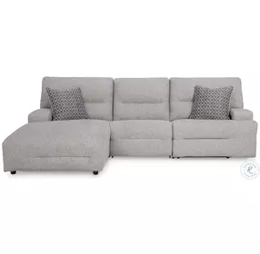 Acklen Place Pewter 3 Piece Performance Fabric Power Reclining Sectional with LAF Chaise