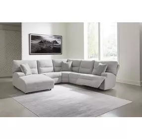 Acklen Place Pewter Performance Fabric Zero Gravity Power Reclining LAF Sectional with USB Charging