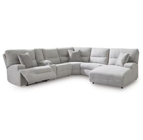 Acklen Place Pewter 6 Piece Performance Fabric Power Reclining Sectional with RAF Chaise
