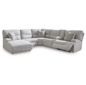 Acklen Place Pewter 6 Piece Performance Fabric Power Reclining Sectional with LAF Chaise