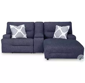 Acklen Place Navy 3 Piece Performance Fabric Power Reclining Sectional Sofa with RAF Chaise
