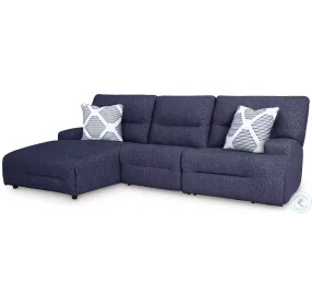 Acklen Place Navy 3 Piece Performance Fabric Power Reclining Sectional with LAF Chaise