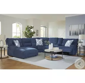 Acklen Place Navy 6 Piece Performance Fabric Power Reclining Sectional with LAF Chaise