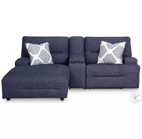 Acklen Place Navy 3 Piece Performance Fabric Power Reclining Sectional Sofa with LAF Chaise