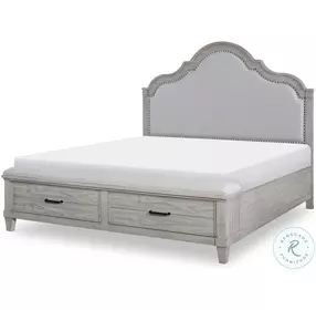 Belhaven Weathered Plank Queen Upholstered Storage Panel Bed