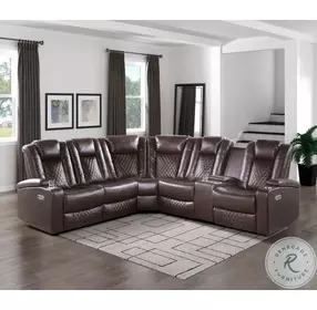 Caelan Dark Brown Power Reclining RAF Sectional with Power Headrest