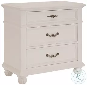 Caruso White 3 Drawer Nightstand