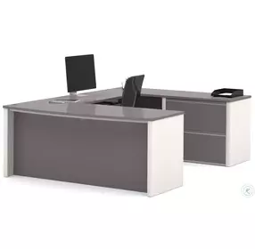 Connexion Slate & Sandstone U-Shaped Workstation with Oversized Small Pedestal