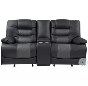 Fabian Two Tone Gray Double Glider 77" Reclining Console Loveseat