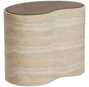 Ishiko Light Brown and Warm Brown Free Form Small Concrete Top Outdoor Cocktail Table