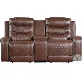Putnam Brown Power Double Reclining Loveseat