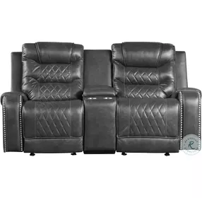 Putnam Gray Double Glider Reclining Center Console Loveseat