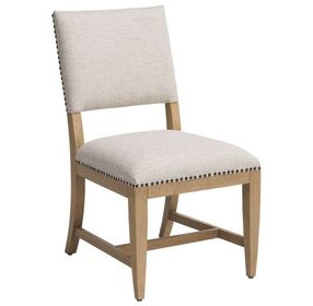 Colburn Beige Performance Fabric Upholstered Side Chair with Nailhead Trim