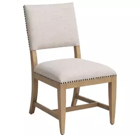 Colburn Beige Performance Fabric Upholstered Side Chair with Nailhead Trim