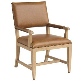 Colburn Brown Leather Upholstered Arm Chair with Nailhead Trim