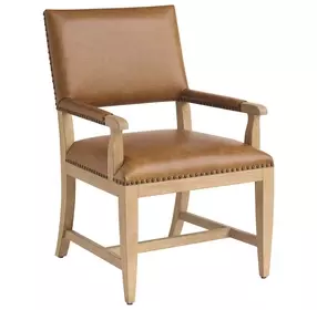 Colburn Brown Leather Upholstered Arm Chair with Nailhead Trim