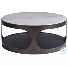 Nina Magon Magritte Stone Top Royalton Licorice Round Cocktail Table