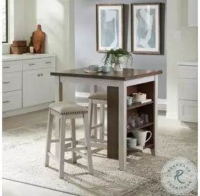 Clearwater Creek White And Wood 3 Piece Counter Height Dining Table Set