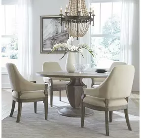Westfield Havana Brown and Sand 5 Piece Pedestal Base Dining Set with Nailhead Trim