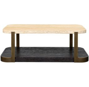 Avalon Espresso and White Travertine Rectangular Cocktail Table