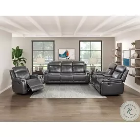Broomfield Dark Gray Double Reclining Living Room Set with Drop Down Cup Holder