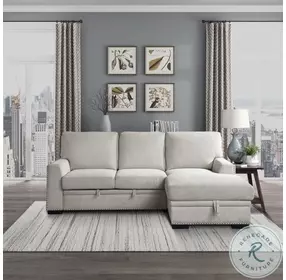Morelia Beige 2 Piece RAF Sectional with Pull out Bed and Hidden Storage