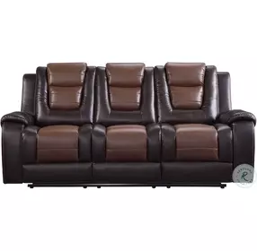Briscoe Light And Dark Brown Double Reclining Sofa
